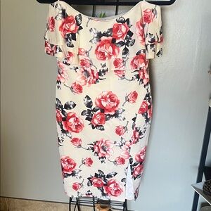 Chic Floral Off-Shoulder Midi Dress